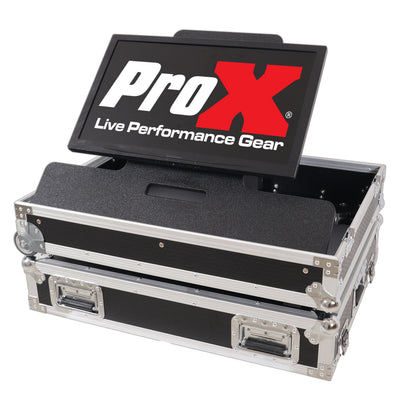 ProX 32" LED Floor Monitor LED TV ATA Flight Style Road with Adjustable Angle Tilt and go Low Profile Wheels