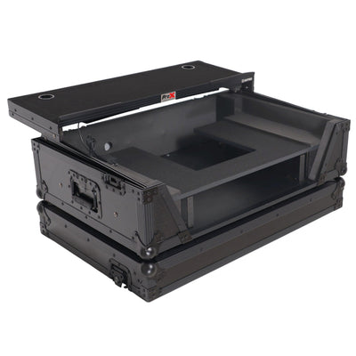 ProX 2U Flight Road Case For Pioneer DDJ-FLX10 REV5 REV7 DJ Controller with Laptop Shelf Wheels LED Black Finish