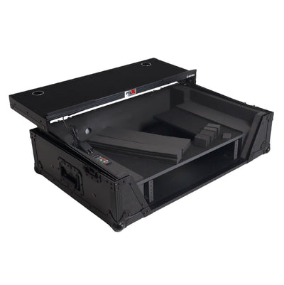 ProX 2U Flight Road Case For Pioneer DDJ-FLX10 REV5 REV7 DJ Controller with Laptop Shelf Wheels LED Black Finish