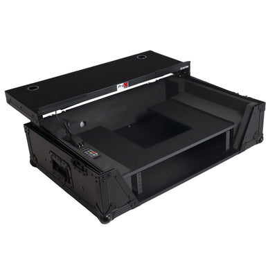 ProX 2U Flight Road Case For Pioneer DDJ-FLX10 REV5 REV7 DJ Controller with Laptop Shelf Wheels LED Black Finish