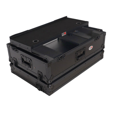 ProX 2U Flight Road Case For Pioneer DDJ-FLX10 REV5 REV7 DJ Controller with Laptop Shelf Wheels LED Black Finish