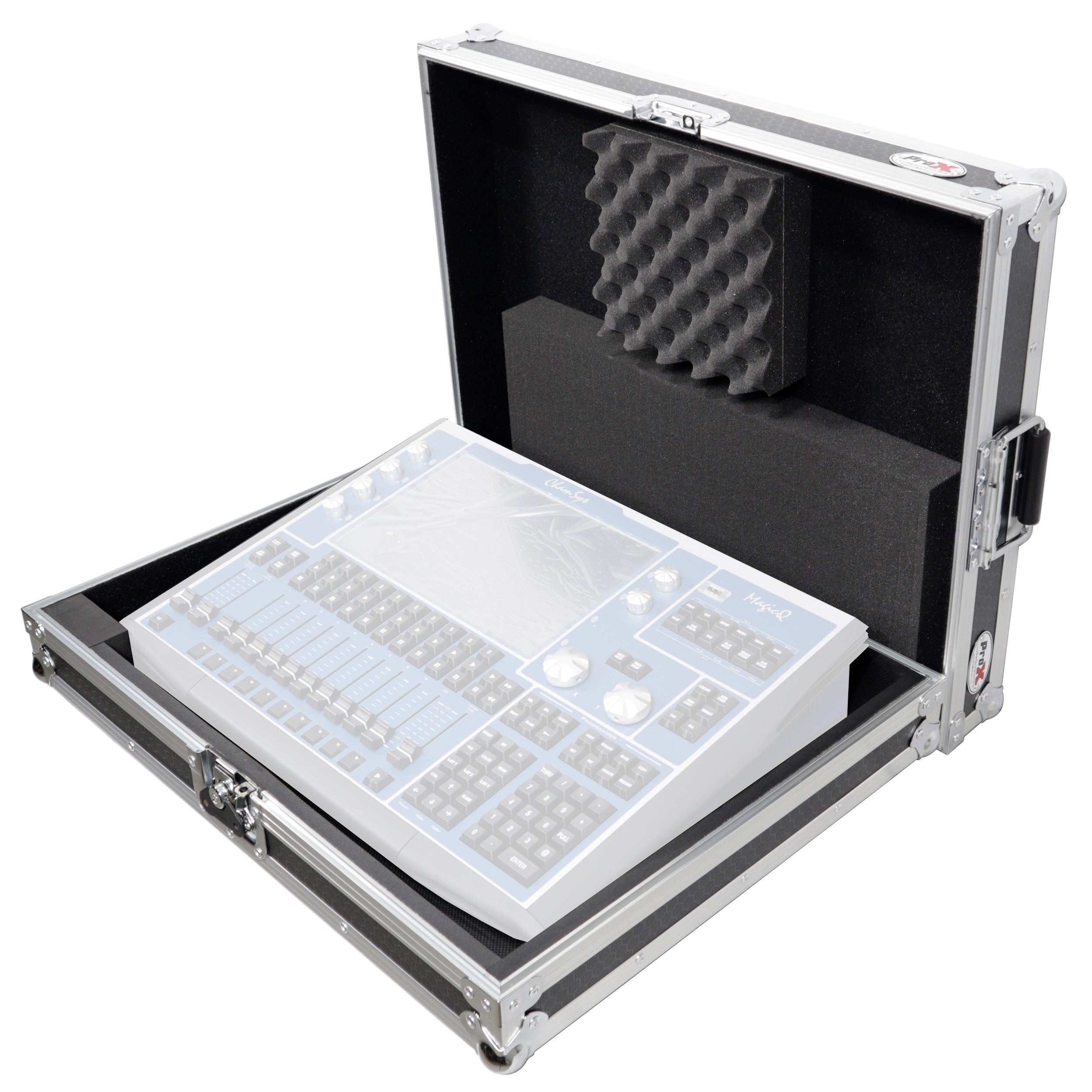 ProX Universal Flight Style Digital Audio Mixer Console Road Case with Foam – Fits up to 18" x 21" Mixers