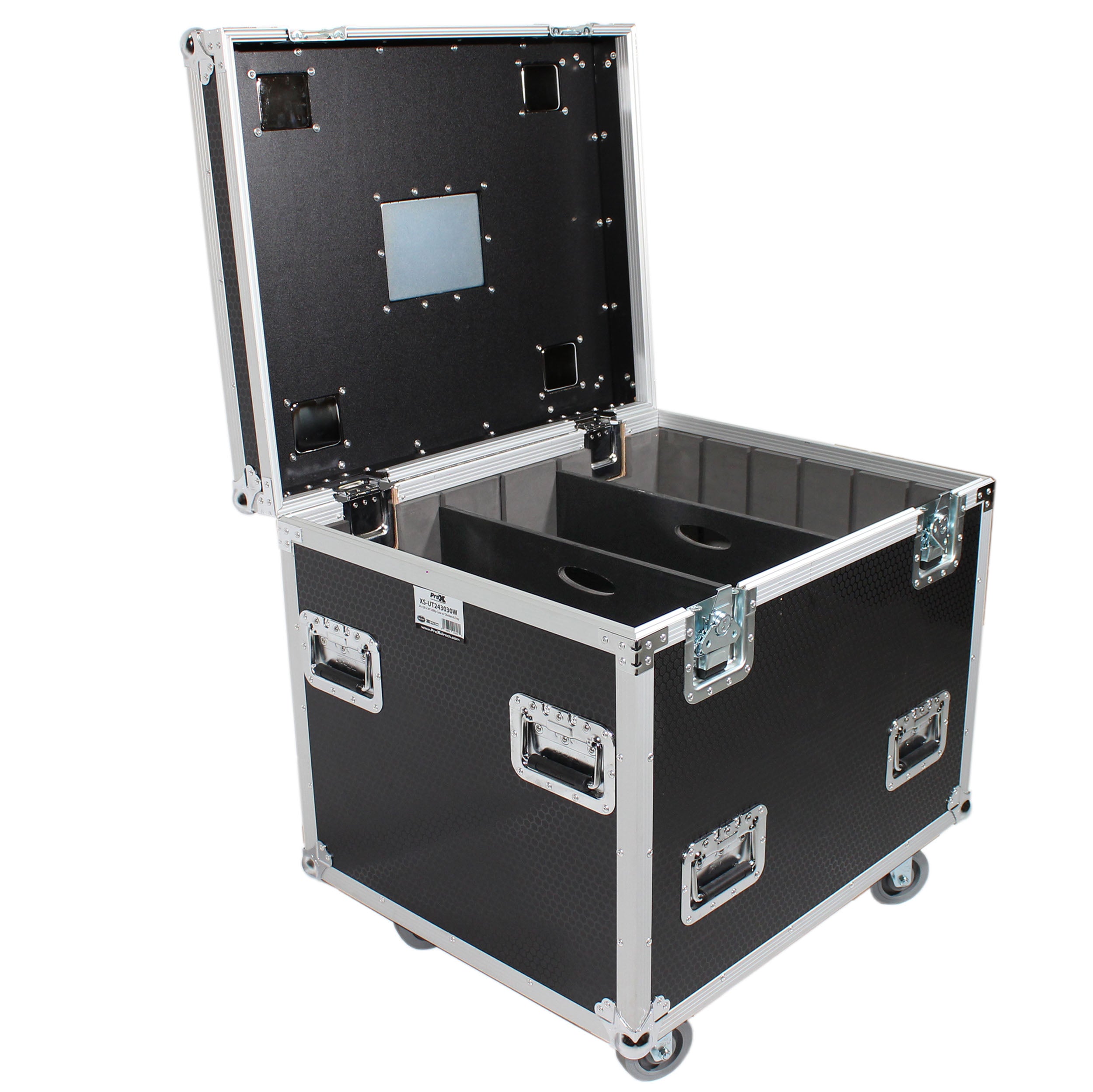 ProX TruckPax Utility ATA Flight Case Truck Storage Road Case with Dividers Tray and 4" in casters – 24"x30"x30" Ext