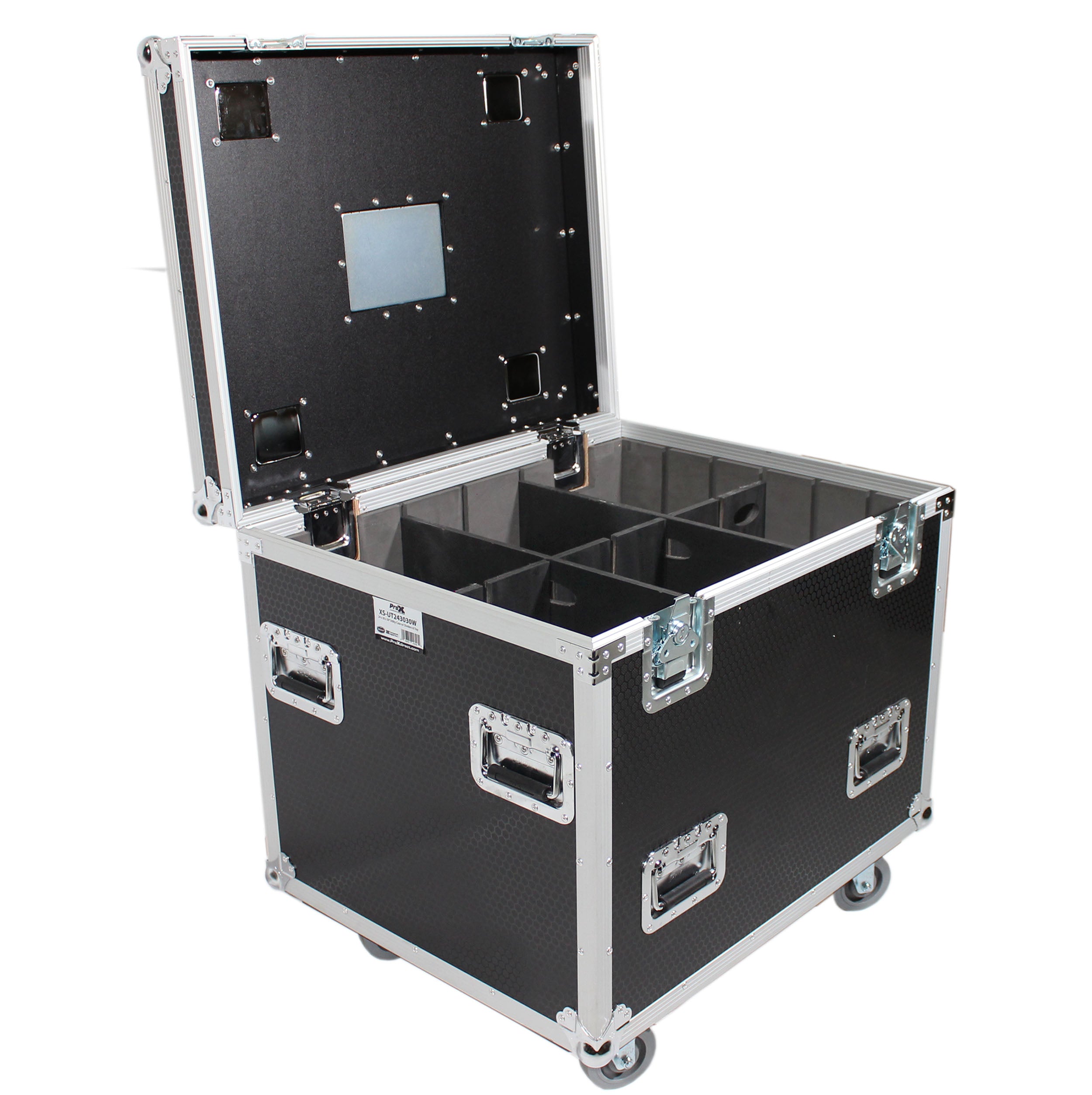 ProX TruckPax Utility ATA Flight Case Truck Storage Road Case with Dividers Tray and 4" in casters – 24"x30"x30" Ext