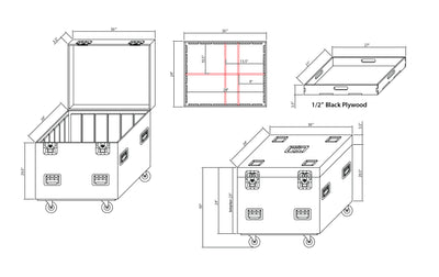 ProX TruckPax Utility ATA Flight Case Truck Storage Road Case with Dividers Tray and 4" in casters – 24"x30"x30" Ext