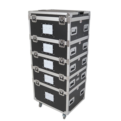 ProX 5 Tier TruckPax Utility ATA Flight Case Truck Storage Road Case with Dividers and 4" in casters – 24"x30"x68" Ext