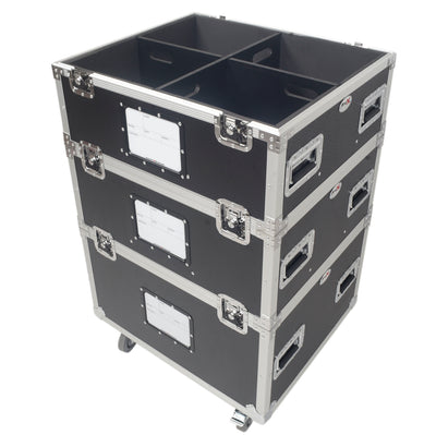 ProX 5 Tier TruckPax Utility ATA Flight Case Truck Storage Road Case with Dividers and 4" in casters – 24"x30"x68" Ext
