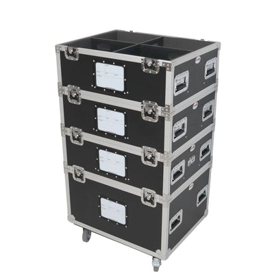 ProX 5 Tier TruckPax Utility ATA Flight Case Truck Storage Road Case with Dividers and 4" in casters – 24"x30"x68" Ext