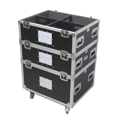 ProX 5 Tier TruckPax Utility ATA Flight Case Truck Storage Road Case with Dividers and 4" in casters – 24"x30"x68" Ext