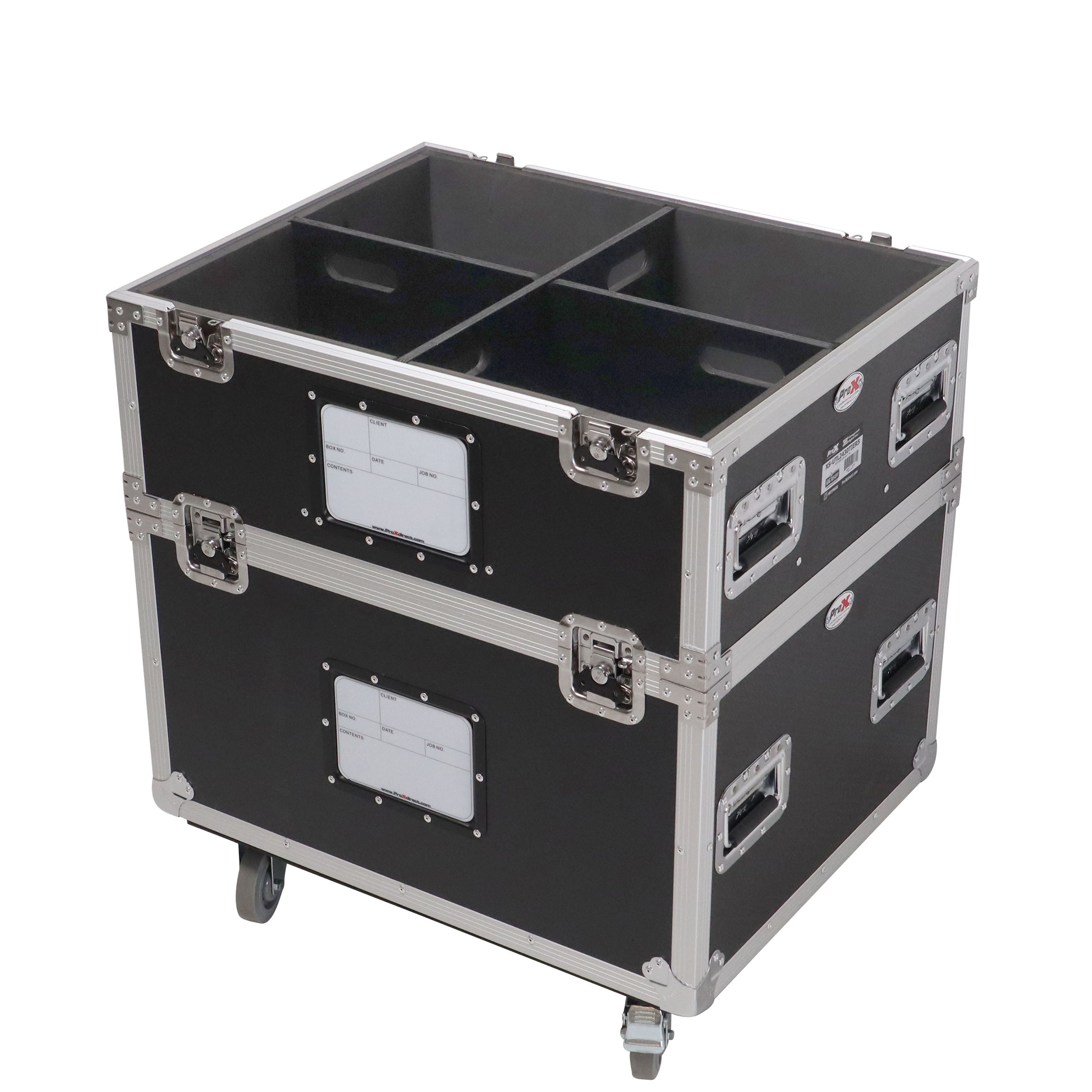 ProX 5 Tier TruckPax Utility ATA Flight Case Truck Storage Road Case with Dividers and 4" in casters – 24"x30"x68" Ext
