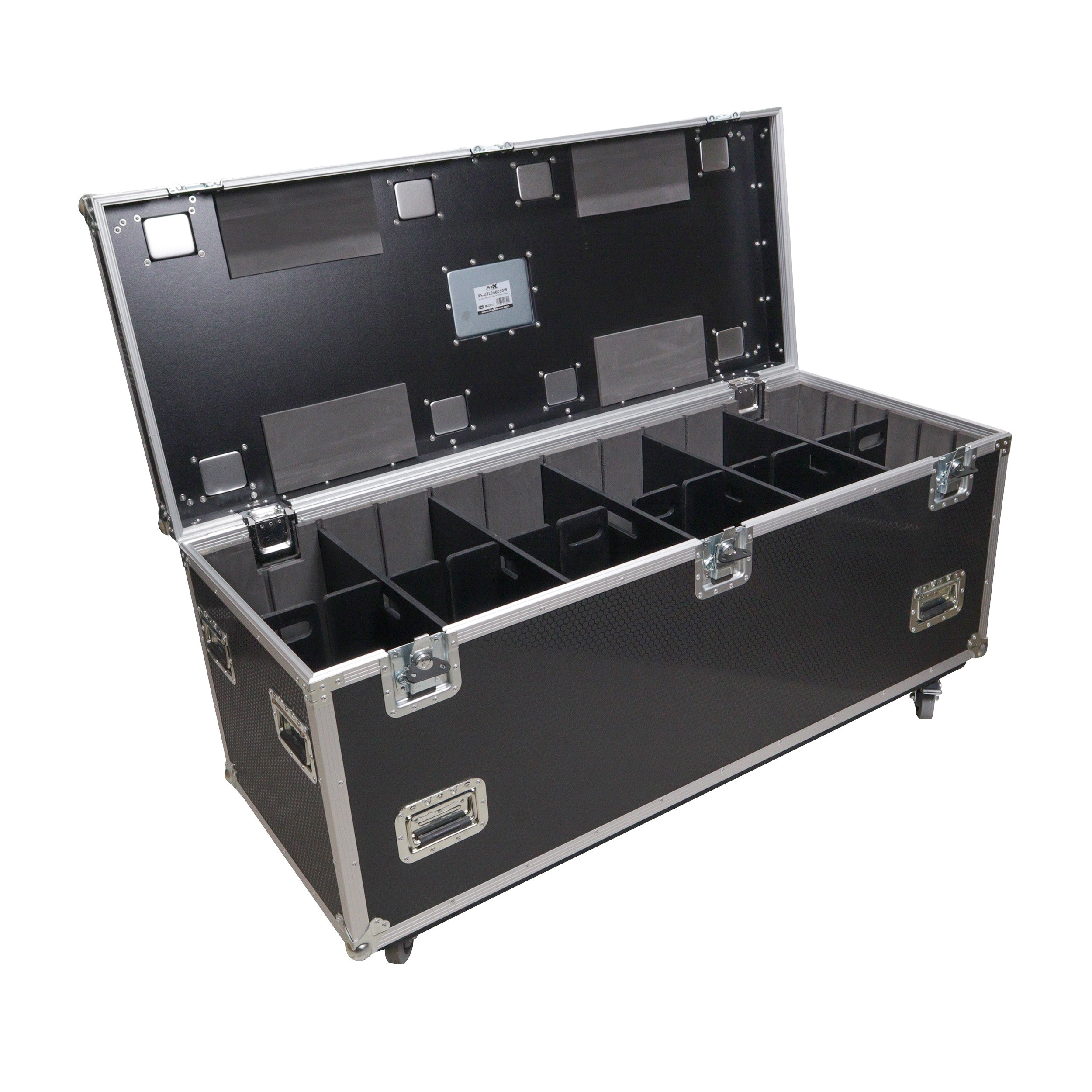 ProX TruckPax Utility ATA Flight Case Truck Storage Road Case with Dividers Tray and 4" in casters - 24"x60"x30" Ext