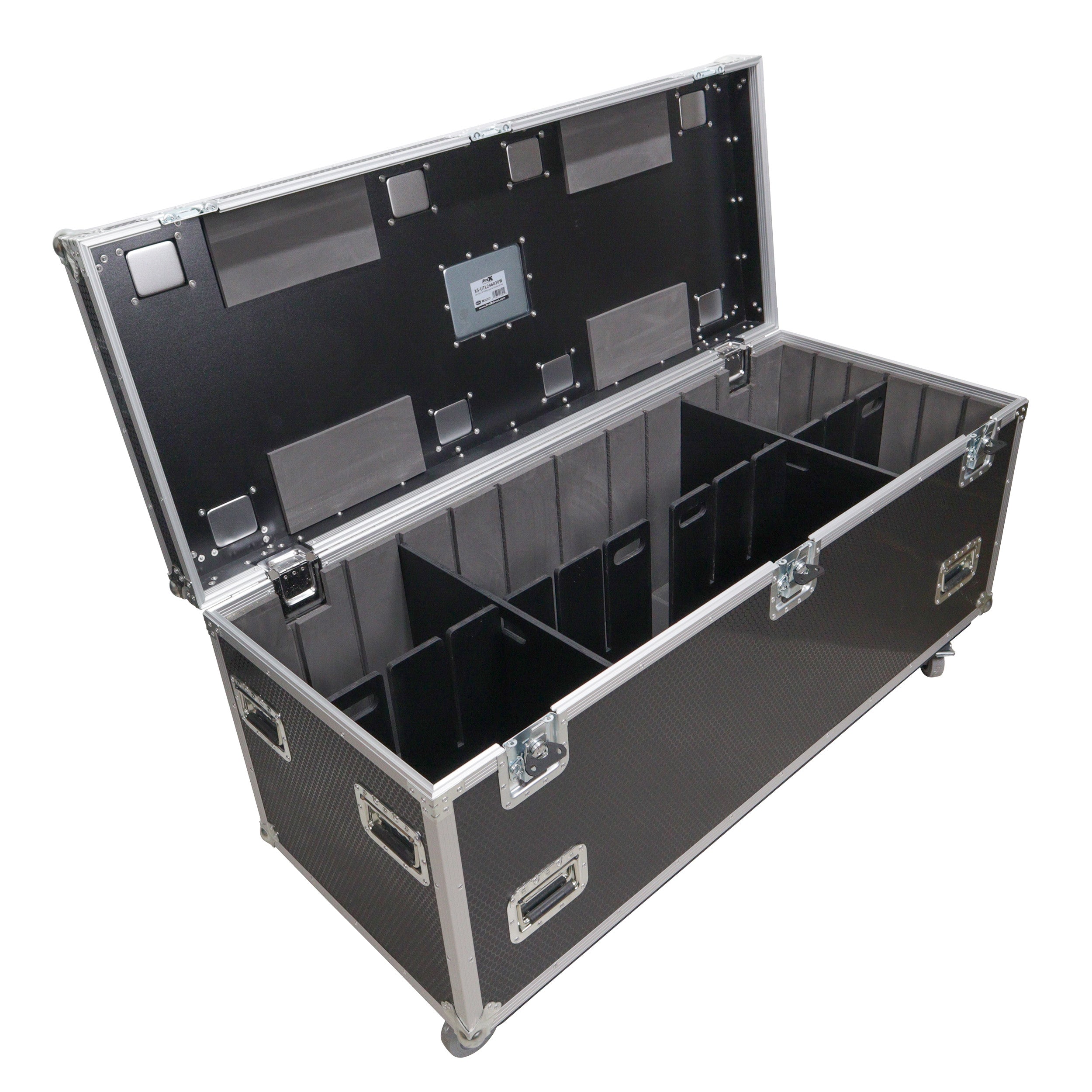 ProX TruckPax Utility ATA Flight Case Truck Storage Road Case with Dividers Tray and 4" in casters - 24"x60"x30" Ext