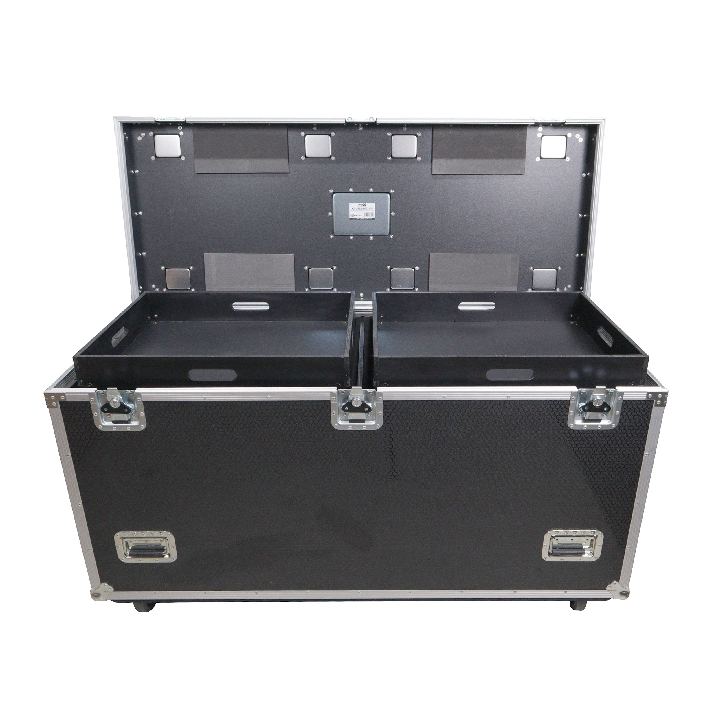 ProX TruckPax Utility ATA Flight Case Truck Storage Road Case with Dividers Tray and 4" in casters – 24"x60"x36" Ext