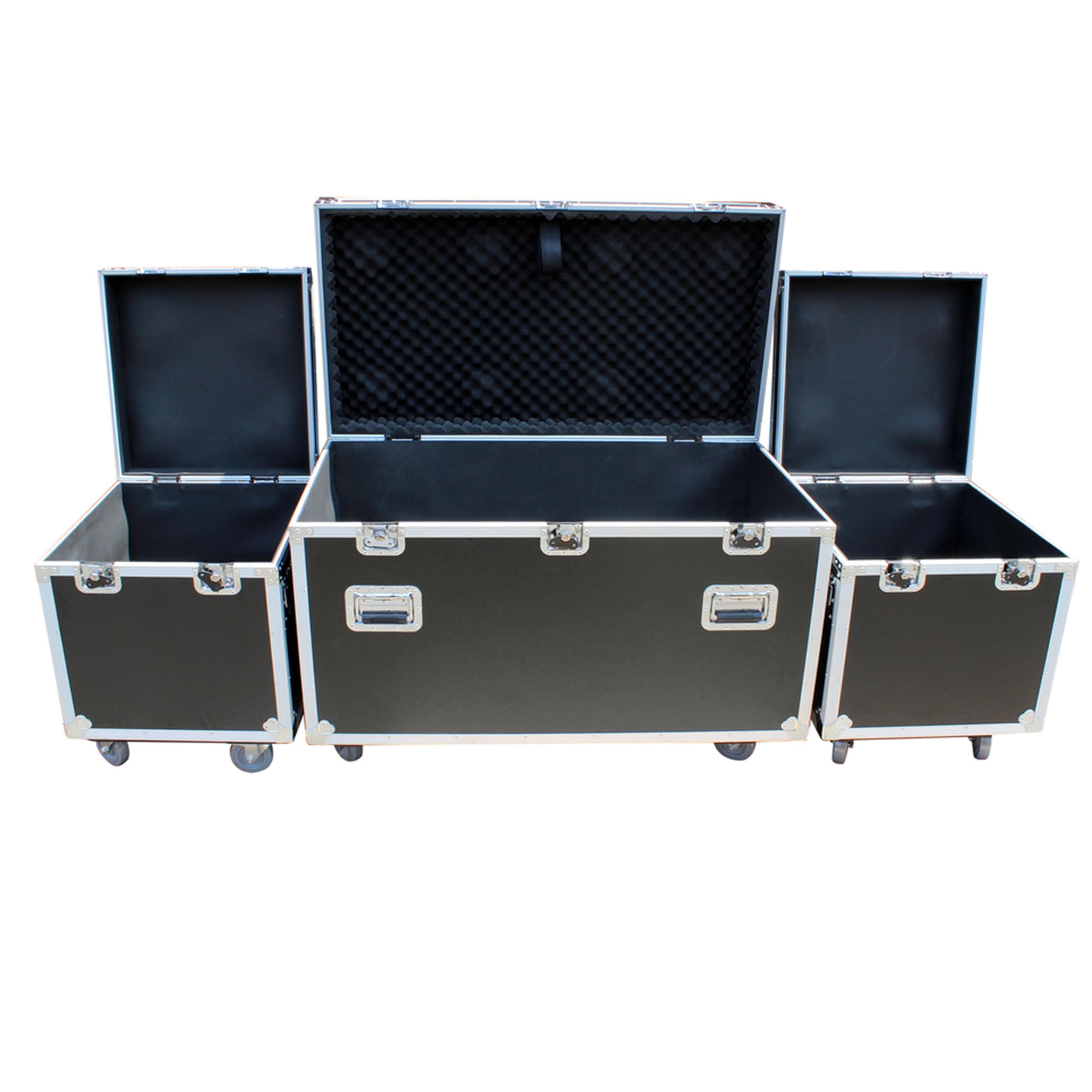 ProX Package of 3 Utility ATA Flight Travel Storage Road Case – Includes 1-Large and 2-Half Size with 4" Casters