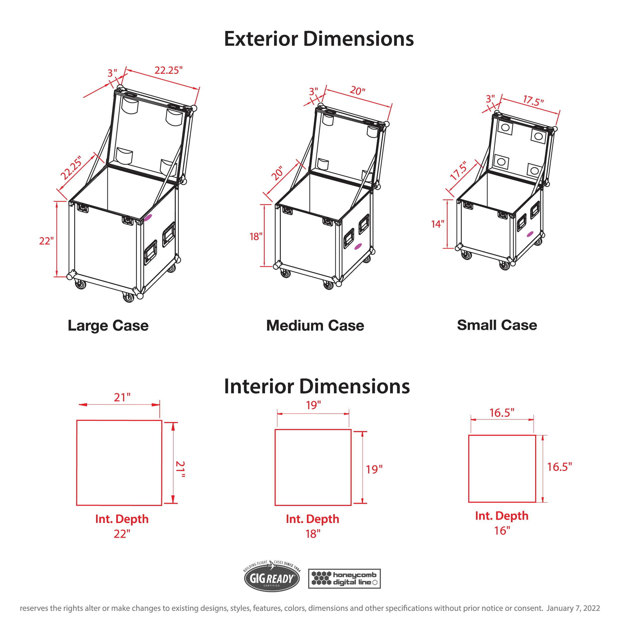ProX Package of 3 Utility ATA Flight Travel Storage Road Case – Includes 1-Large 1-Medium 1-Small Size with 4" Casters