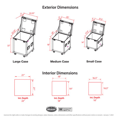 ProX Package of 3 Utility ATA Flight Travel Storage Road Case – Includes 1-Large 1-Medium 1-Small Size with 4" Casters