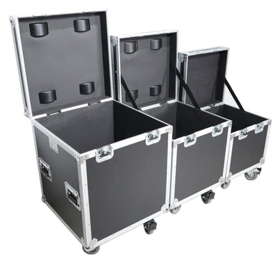 ProX Package of 3 Utility ATA Flight Travel Storage Road Case – Includes 1-Large 1-Medium 1-Small Size with 4" Casters