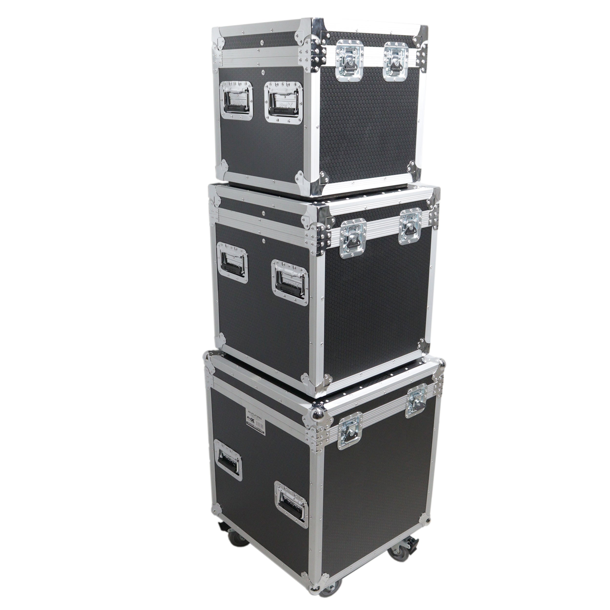 ProX Package of 3 Utility ATA Flight Travel Storage Road Case – Includes 1-Large 1-Medium 1-Small Size with 4" Casters