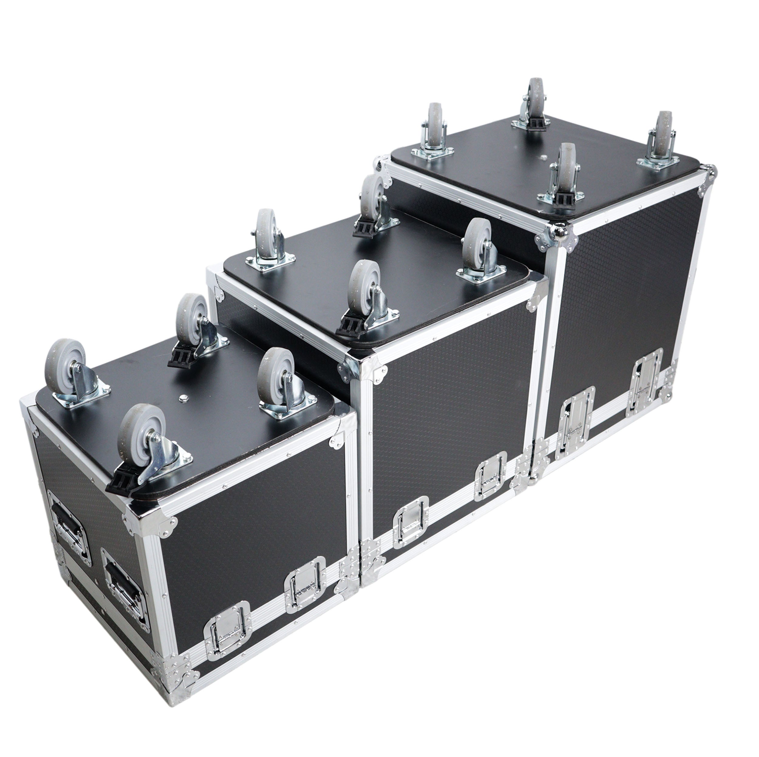 ProX Package of 3 Utility ATA Flight Travel Storage Road Case – Includes 1-Large 1-Medium 1-Small Size with 4" Casters