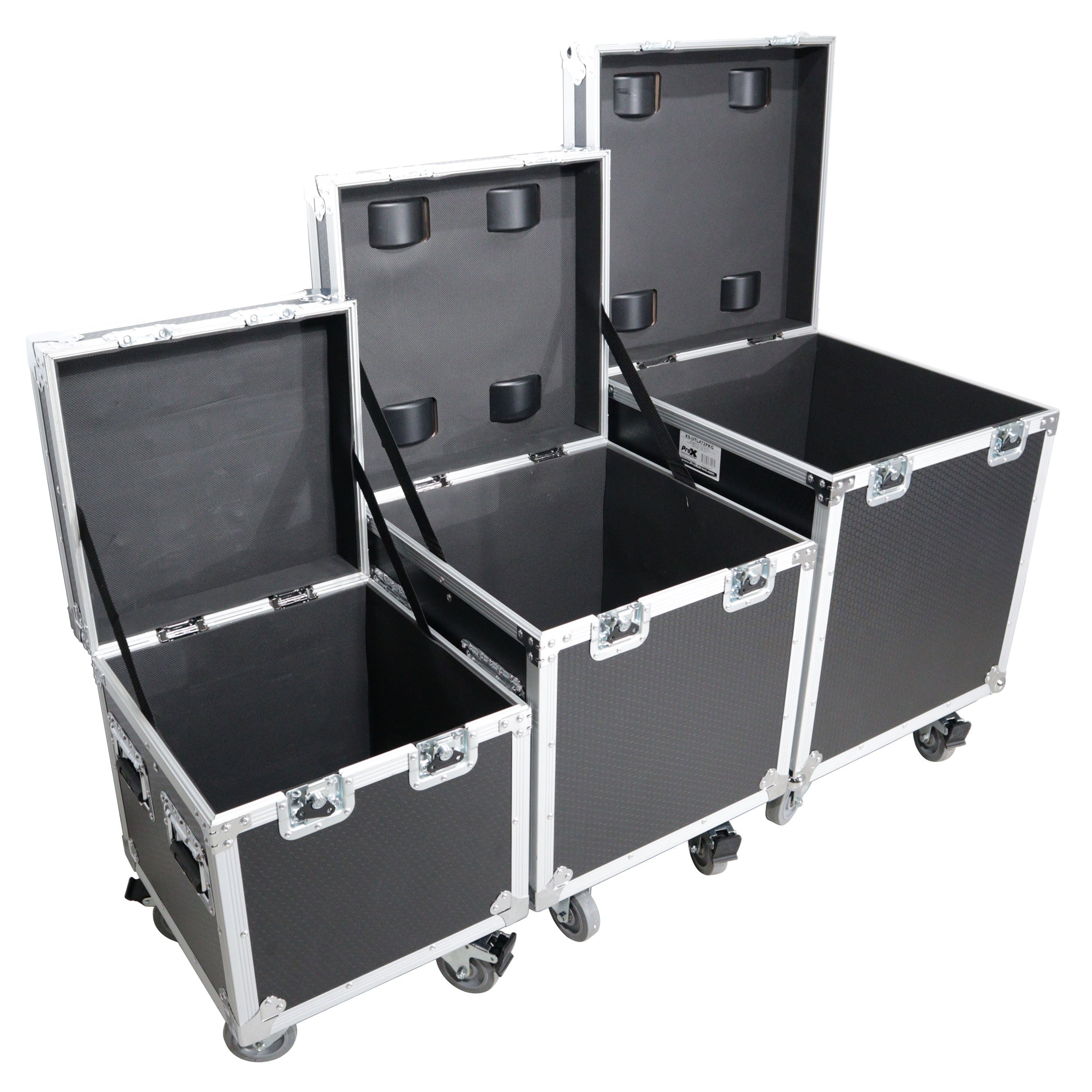 ProX Package of 3 Utility ATA Flight Travel Storage Road Case – Includes 1-Large 1-Medium 1-Small Size with 4" Casters