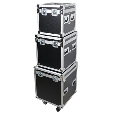 ProX Package of 3 Utility ATA Flight Travel Storage Road Case – Includes 1-Large 1-Medium 1-Small Size with 4" Casters