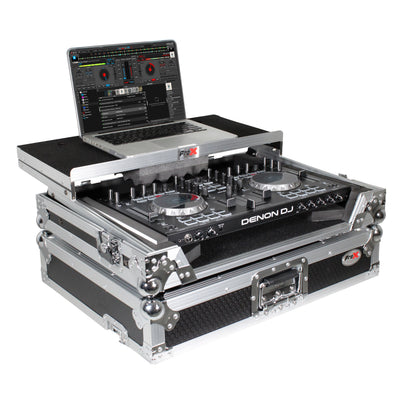 ProX Universal Flight Style Road Case for Medium Sized DJ Controllers with Sliding Laptop Shelf