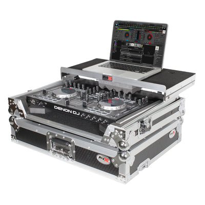 ProX Universal Flight Style Road Case for Medium Sized DJ Controllers with Sliding Laptop Shelf