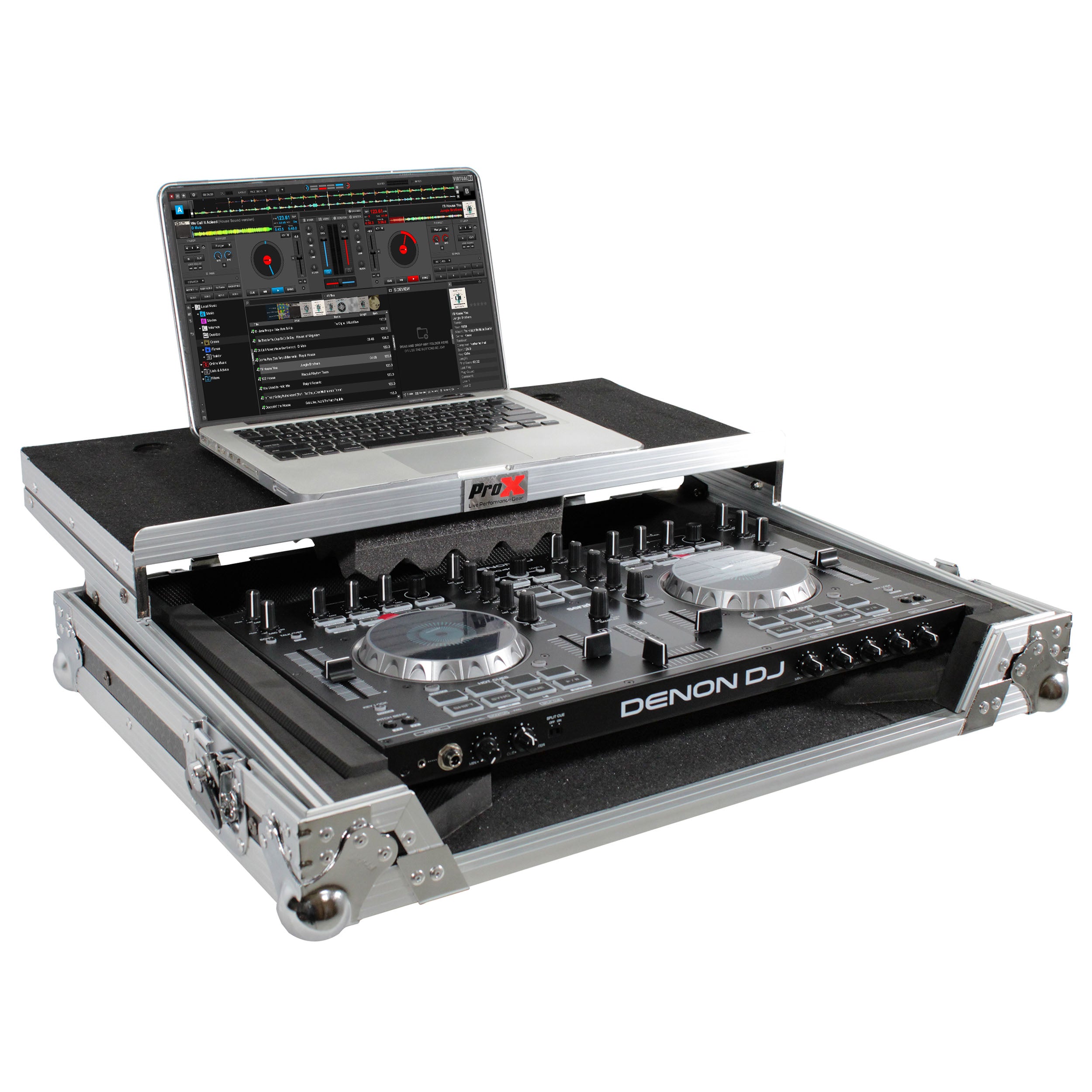 ProX Universal Flight Style Road Case for Medium Sized DJ Controllers with Sliding Laptop Shelf