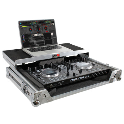 ProX Universal Flight Style Road Case for Medium Sized DJ Controllers with Sliding Laptop Shelf