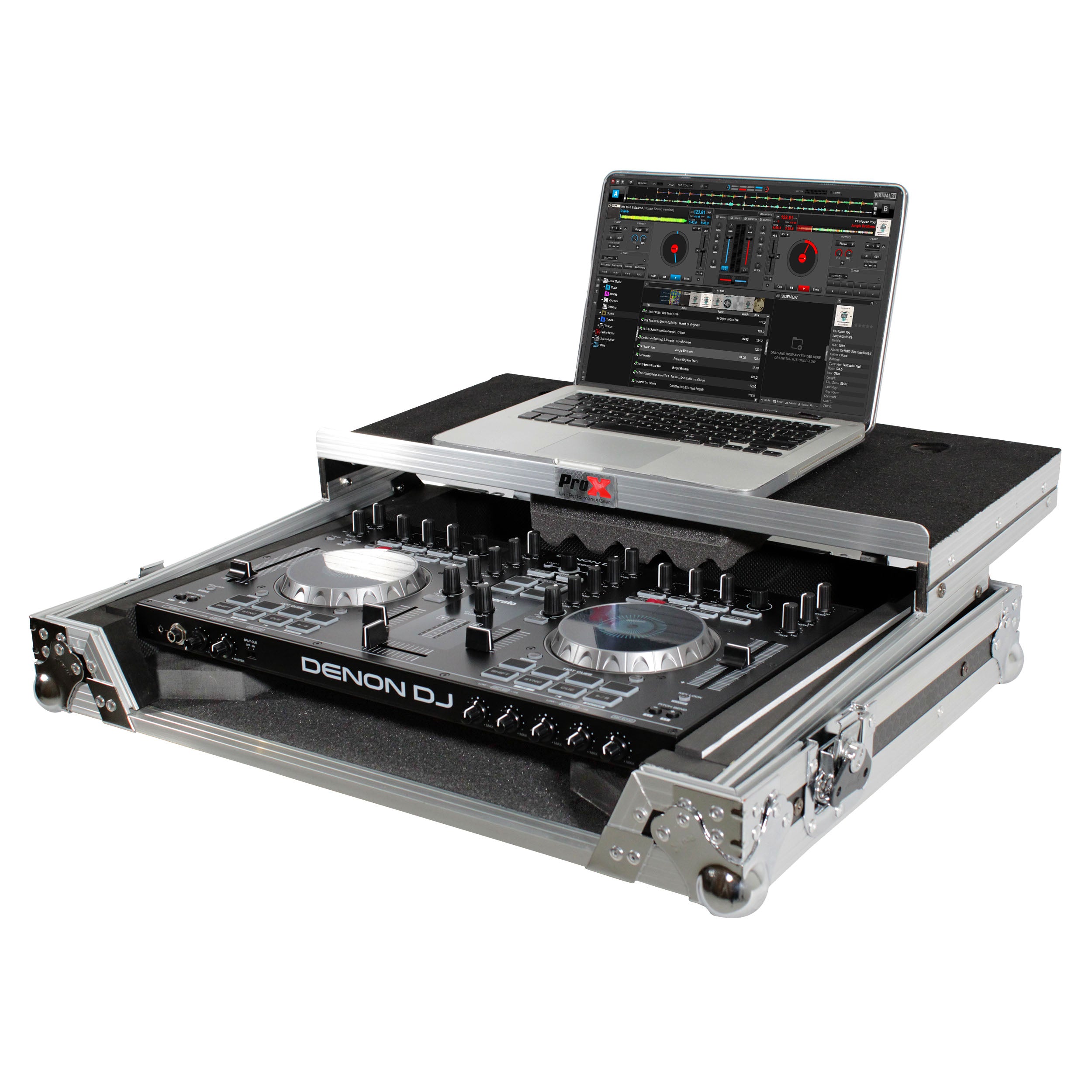 ProX Universal Flight Style Road Case for Medium Sized DJ Controllers with Sliding Laptop Shelf