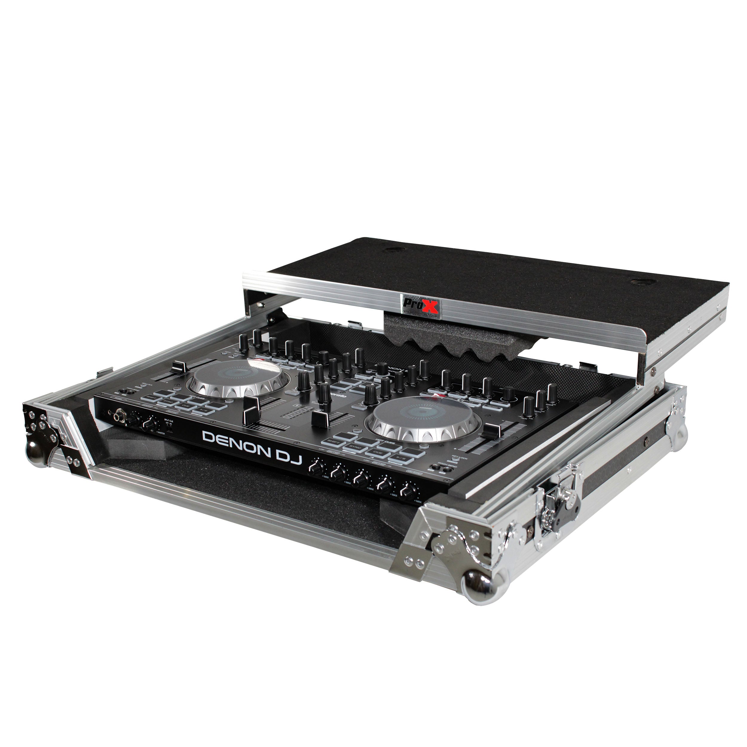 ProX Universal Flight Style Road Case for Medium Sized DJ Controllers with Sliding Laptop Shelf