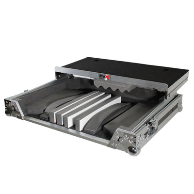 ProX Universal Flight Style Road Case for Medium Sized DJ Controllers with Sliding Laptop Shelf