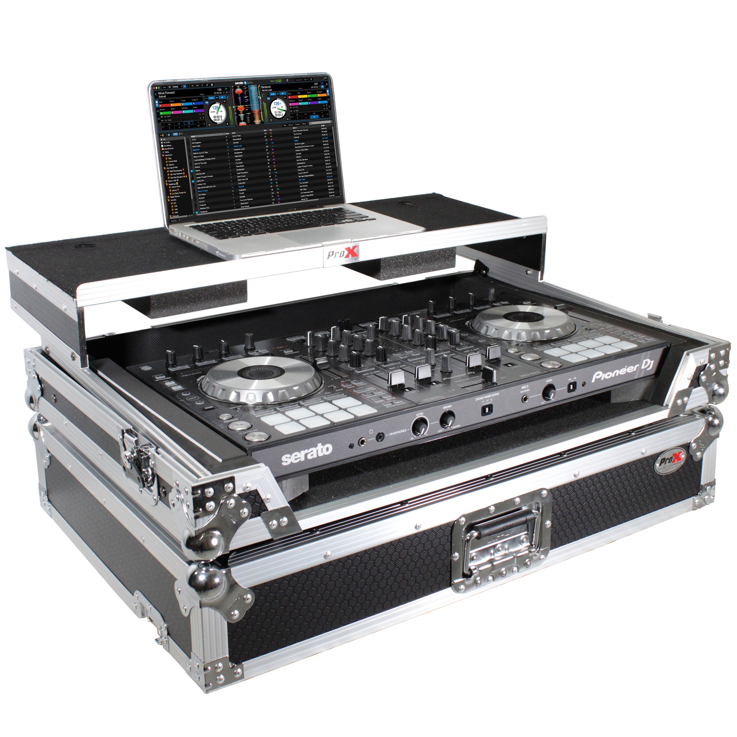 ProX Universal Flight Style Road Case for Large Sized DJ Controllers with Sliding Laptop Shelf