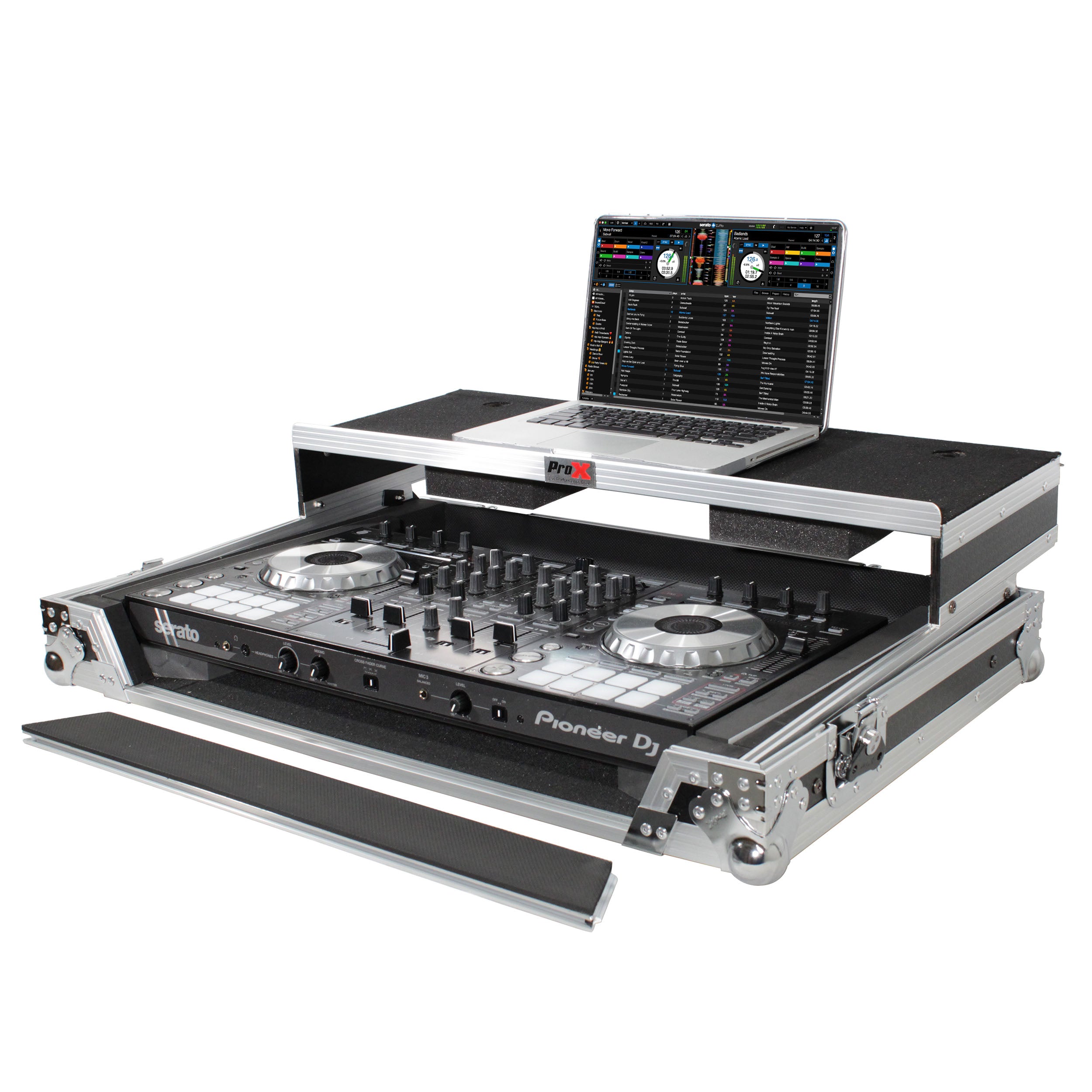 ProX Universal Flight Style Road Case for Large Sized DJ Controllers with Sliding Laptop Shelf
