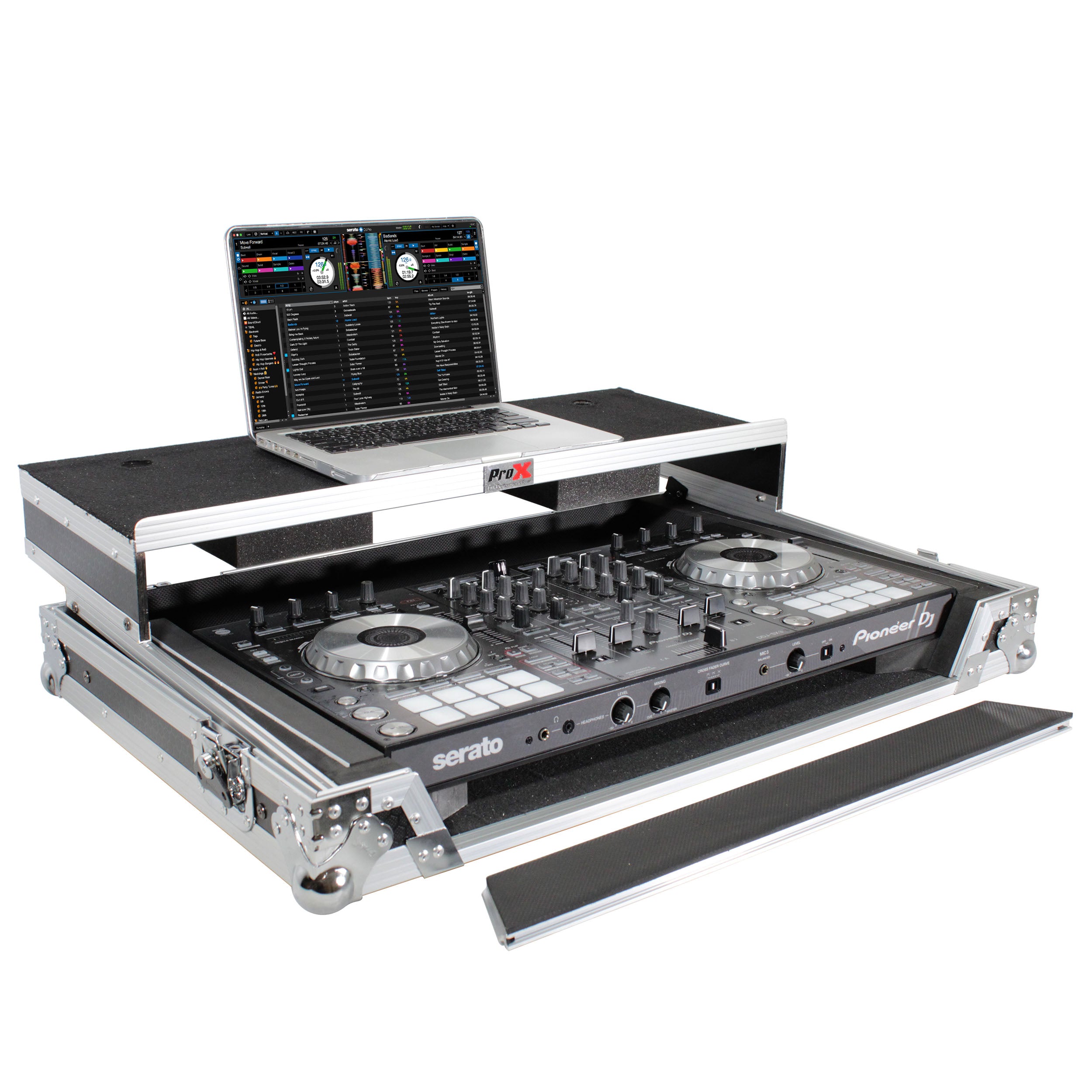 ProX Universal Flight Style Road Case for Large Sized DJ Controllers with Sliding Laptop Shelf