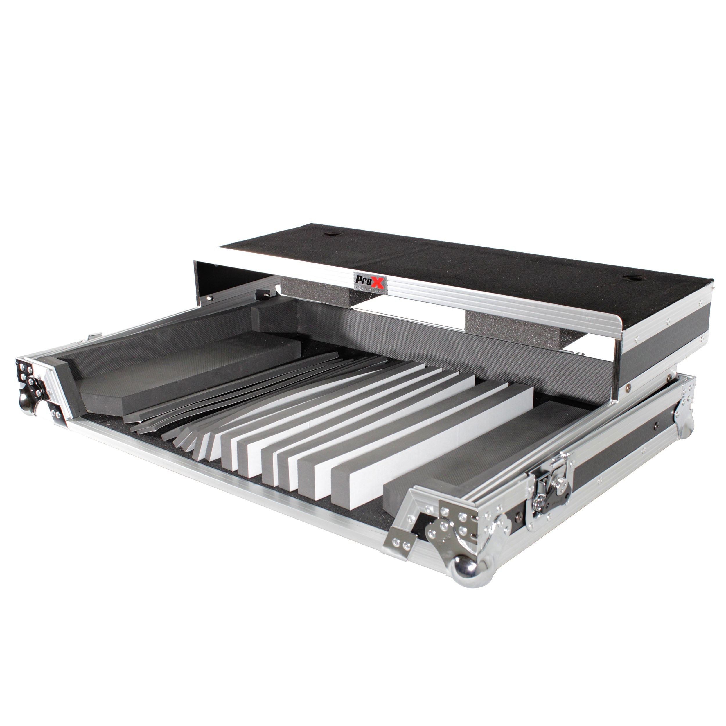 ProX Universal Flight Style Road Case for Large Sized DJ Controllers with Sliding Laptop Shelf