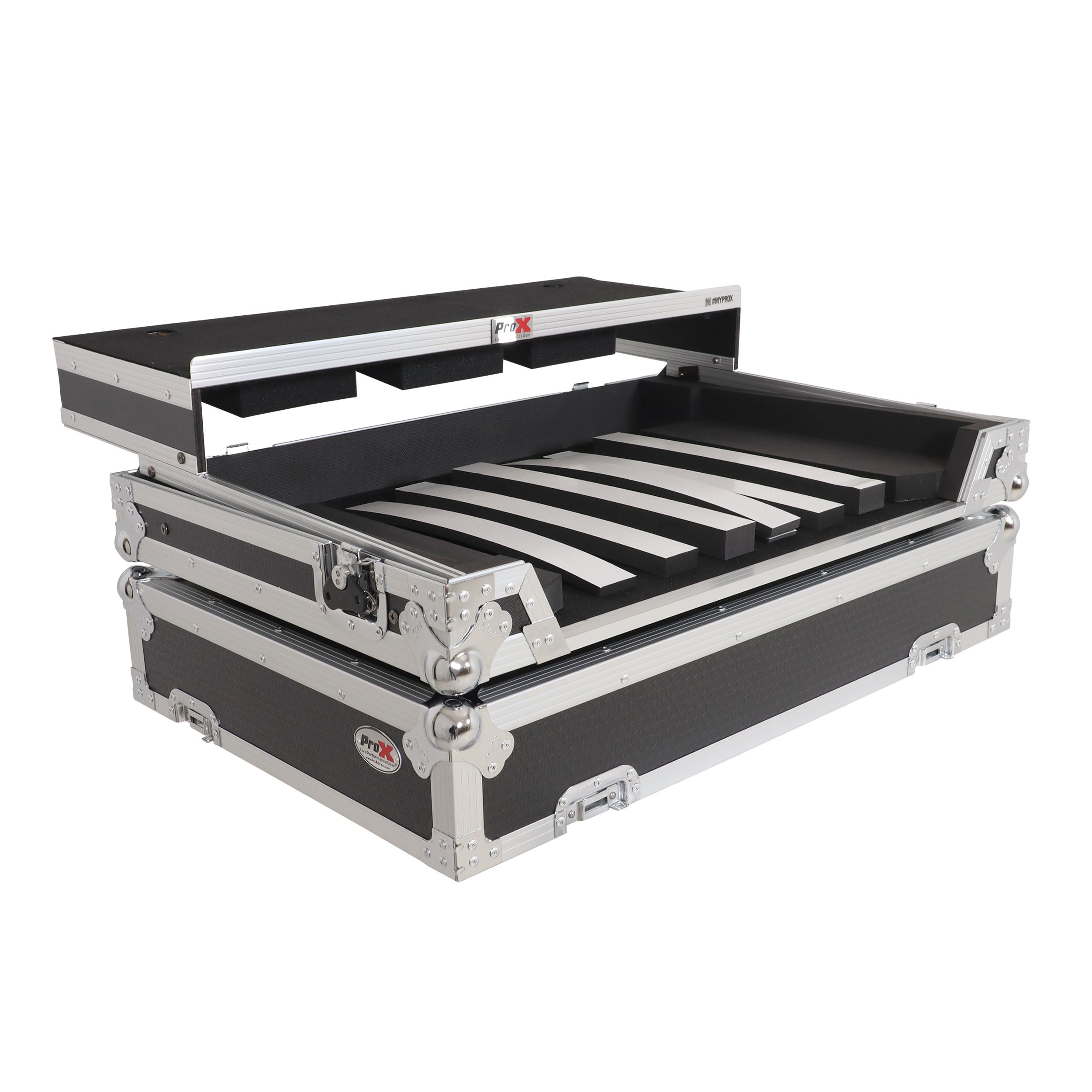 ProX Universal Flight Style Road Case for Large Sized DJ Controllers with Sliding Laptop Shelf