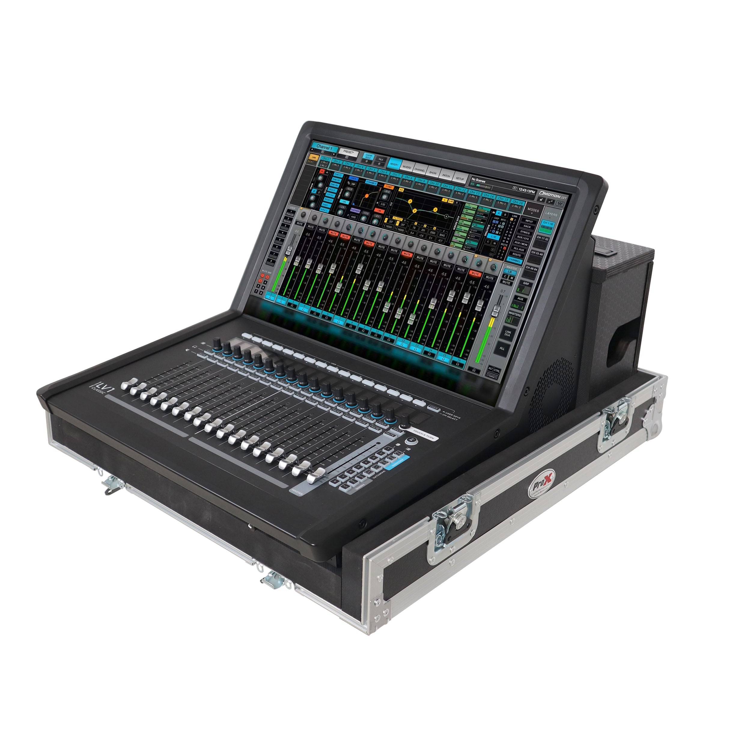 ProX ATA Digital Audio Mixer Flight Case for Waves eMotion LV1 Classic Console with Doghouse compartment and 4x Caster wheels