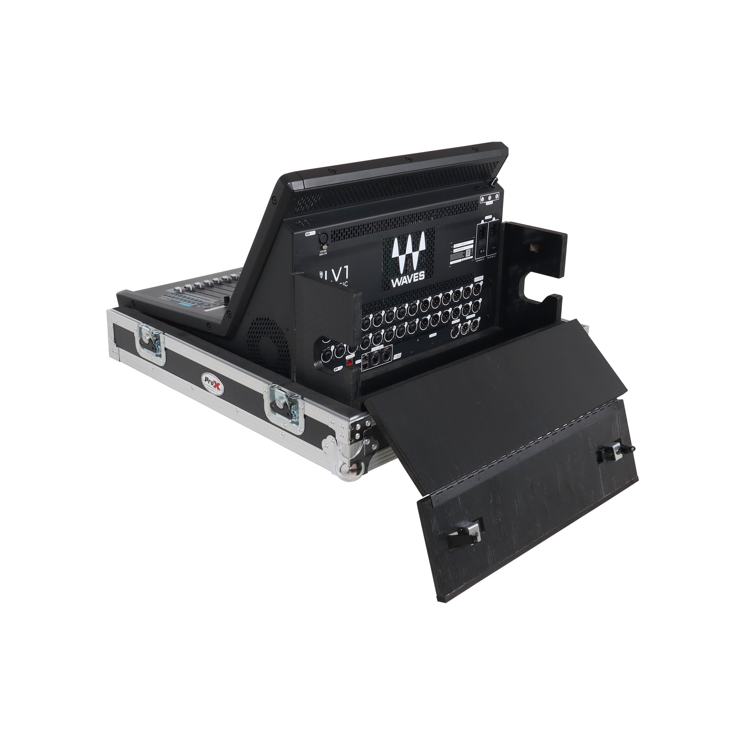 ProX ATA Digital Audio Mixer Flight Case for Waves eMotion LV1 Classic Console with Doghouse compartment and 4x Caster wheels