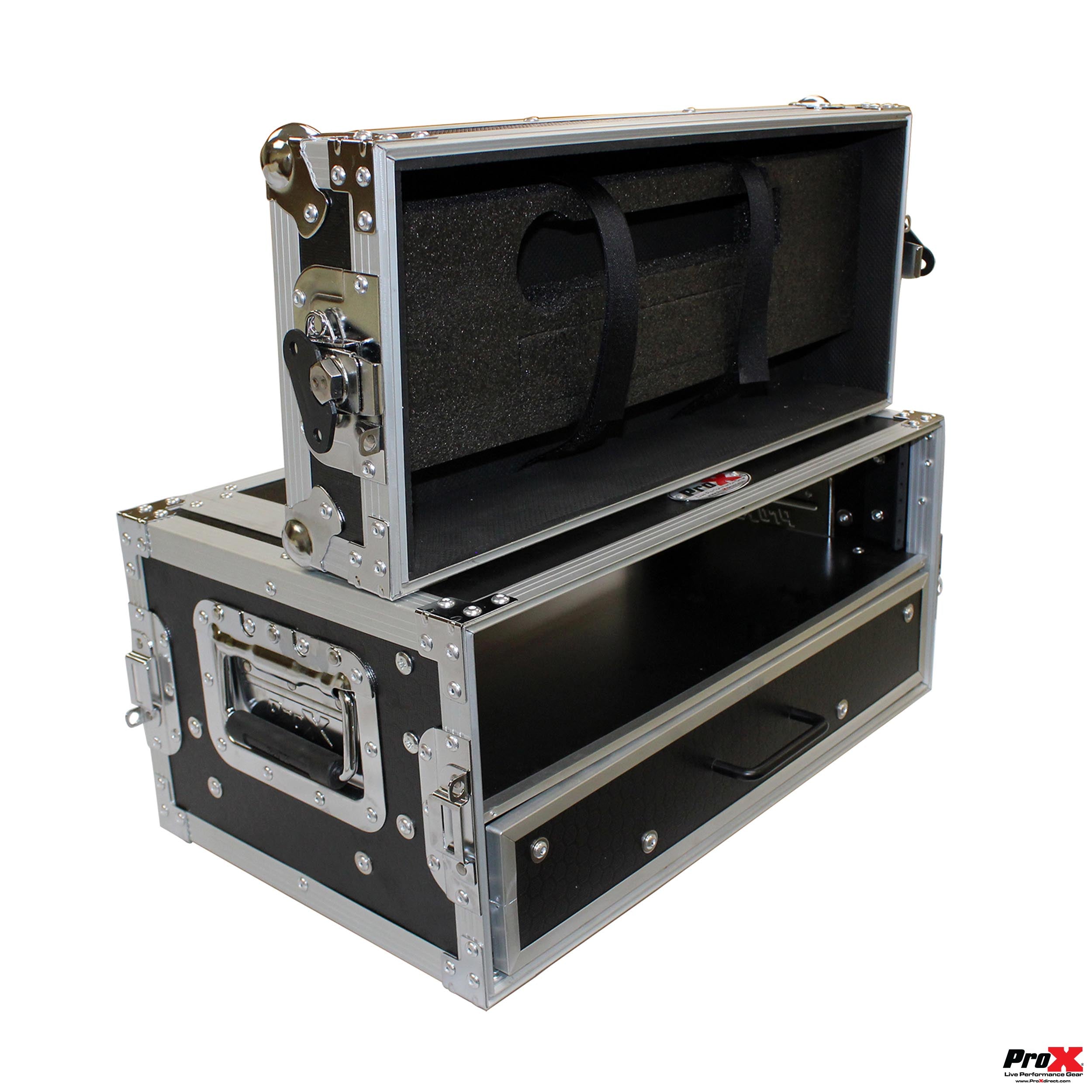 ProX Flight Case ATA Style Rack Case 12 In. Deep 2U W-2U Drawer