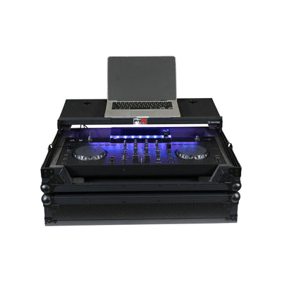 ProX XS-XDJANLTBLLED ATA Flight Case for AlphaTheta XDJ-AN DJ Controller with Laptop Shelf and RGB LED All Black