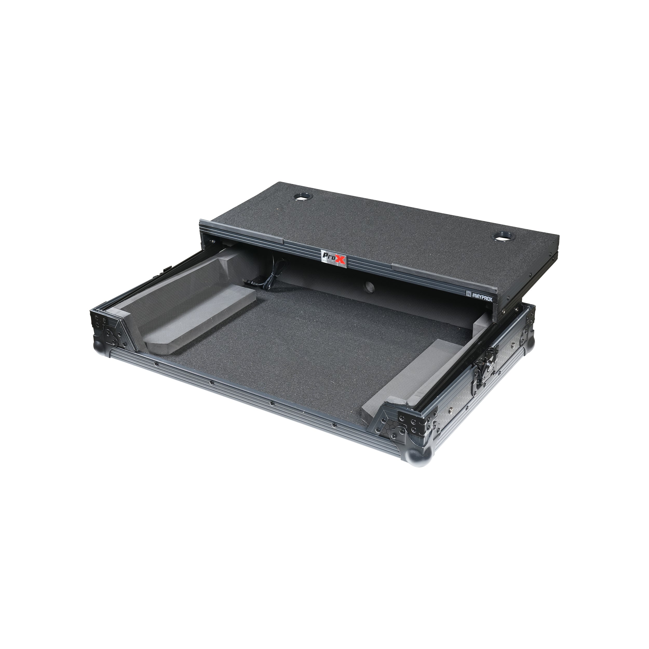 ProX XS-XDJANLTBLLED ATA Flight Case for AlphaTheta XDJ-AN DJ Controller with Laptop Shelf and RGB LED All Black
