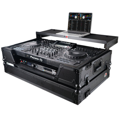 ProX ATA Flight Case For Pioneer XDJ-XZ DJ Controller with Laptop Shelf 1U Rack Space and Wheels - Black