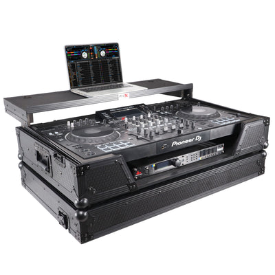 ProX ATA Flight Case For Pioneer XDJ-XZ DJ Controller with Laptop Shelf 1U Rack Space and Wheels - Black