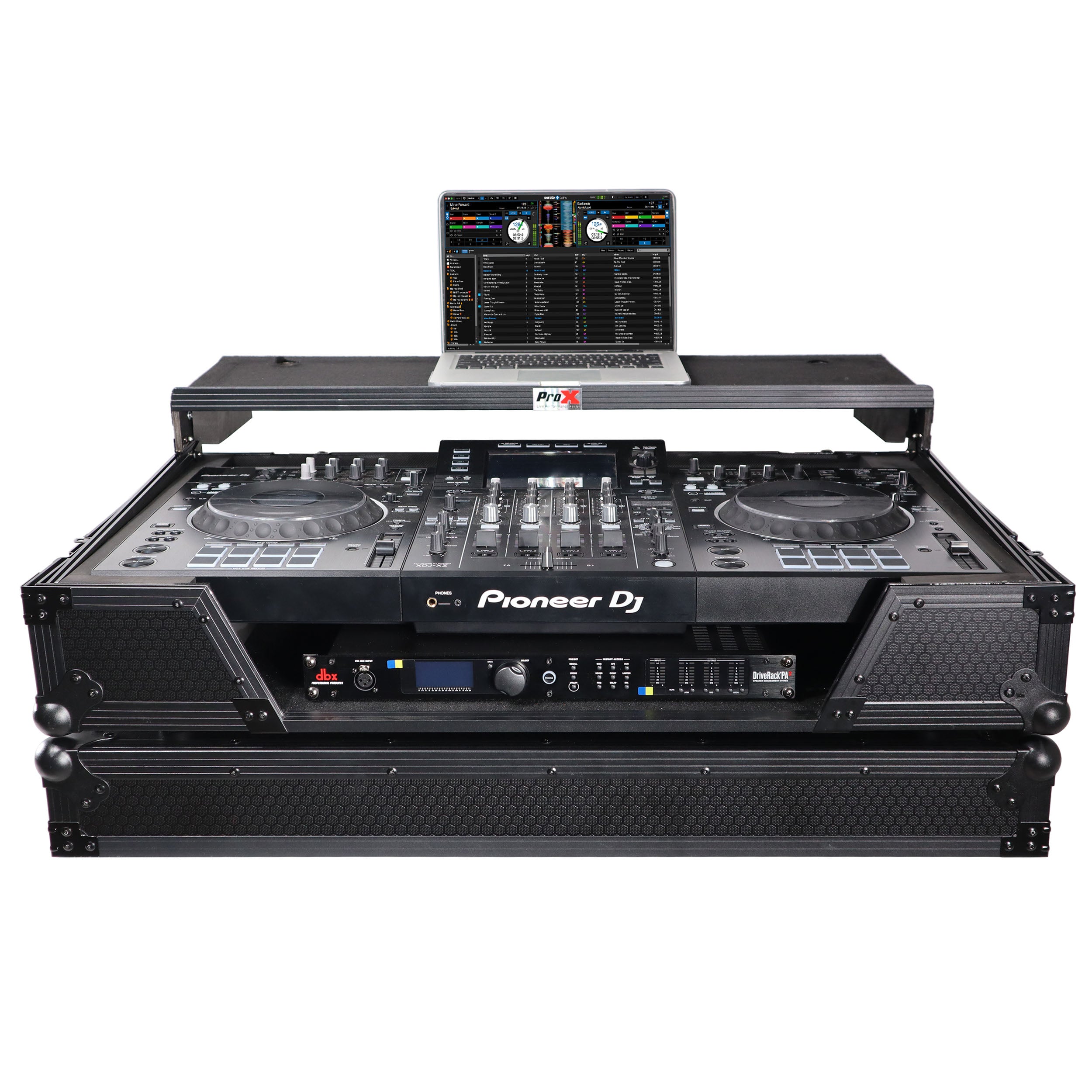 ProX ATA Flight Case For Pioneer XDJ-XZ DJ Controller with Laptop Shelf 1U Rack Space and Wheels - Black