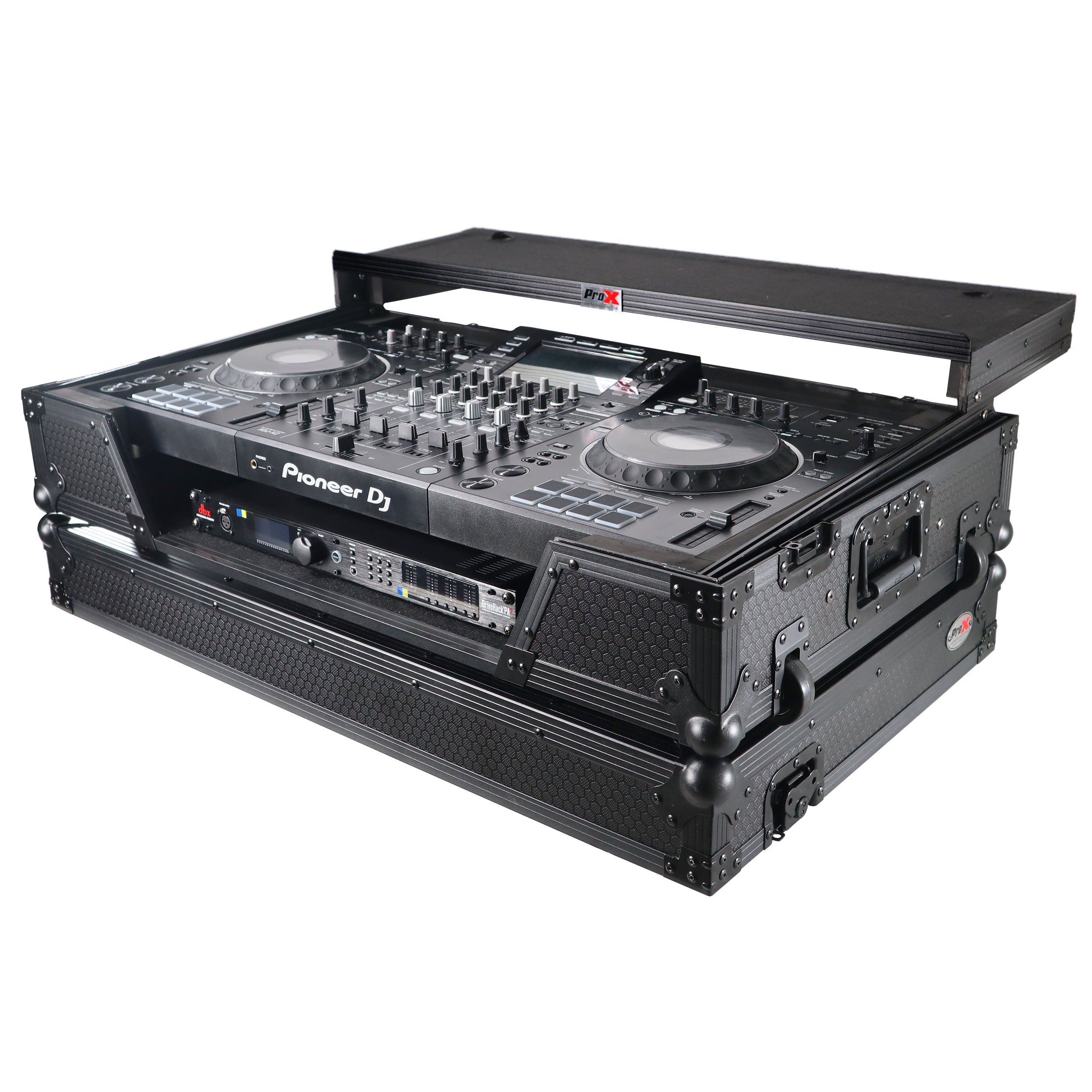 ProX ATA Flight Case For Pioneer XDJ-XZ DJ Controller with Laptop Shelf 1U Rack Space and Wheels - Black