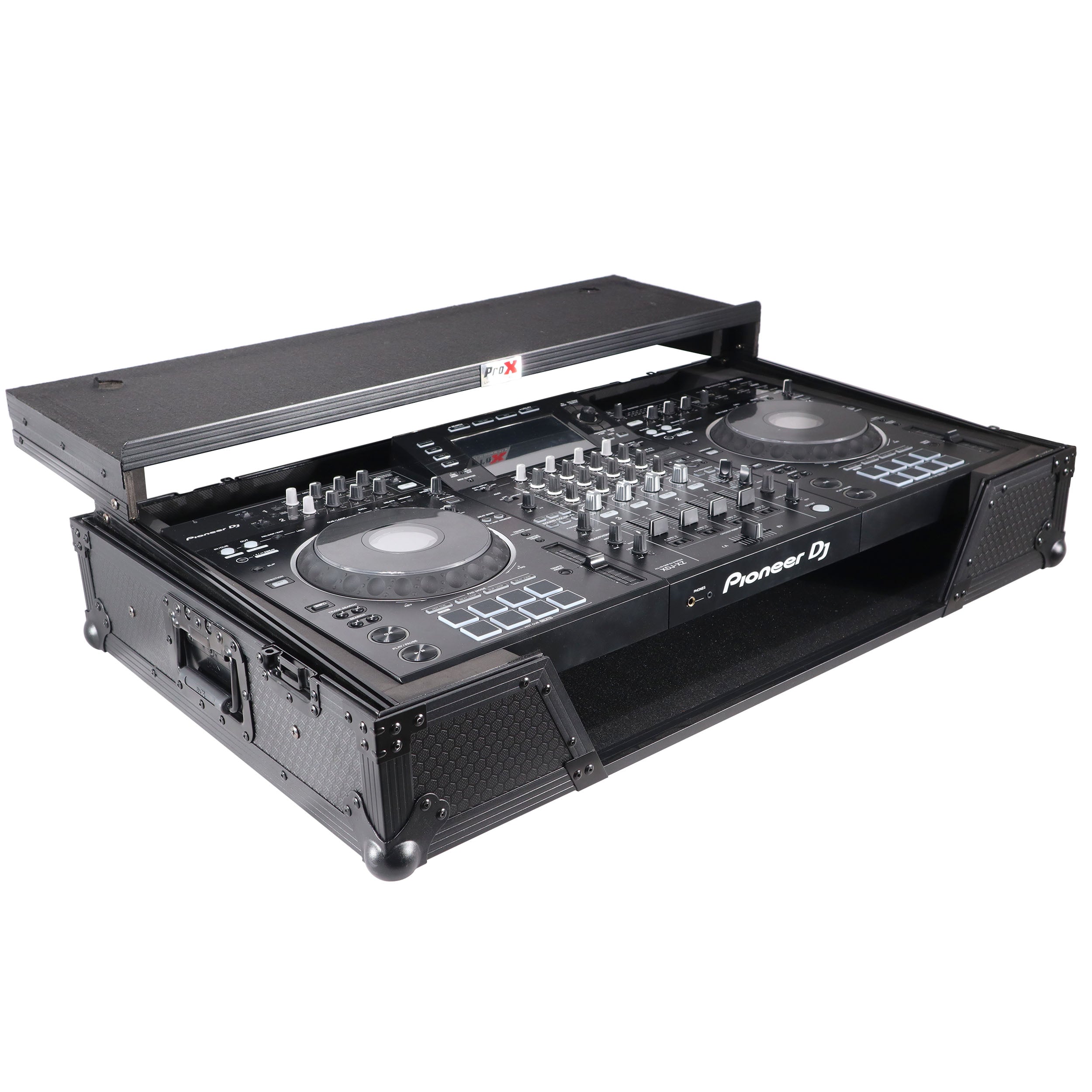 ProX ATA Flight Case For Pioneer XDJ-XZ DJ Controller with Laptop Shelf 1U Rack Space and Wheels - Black