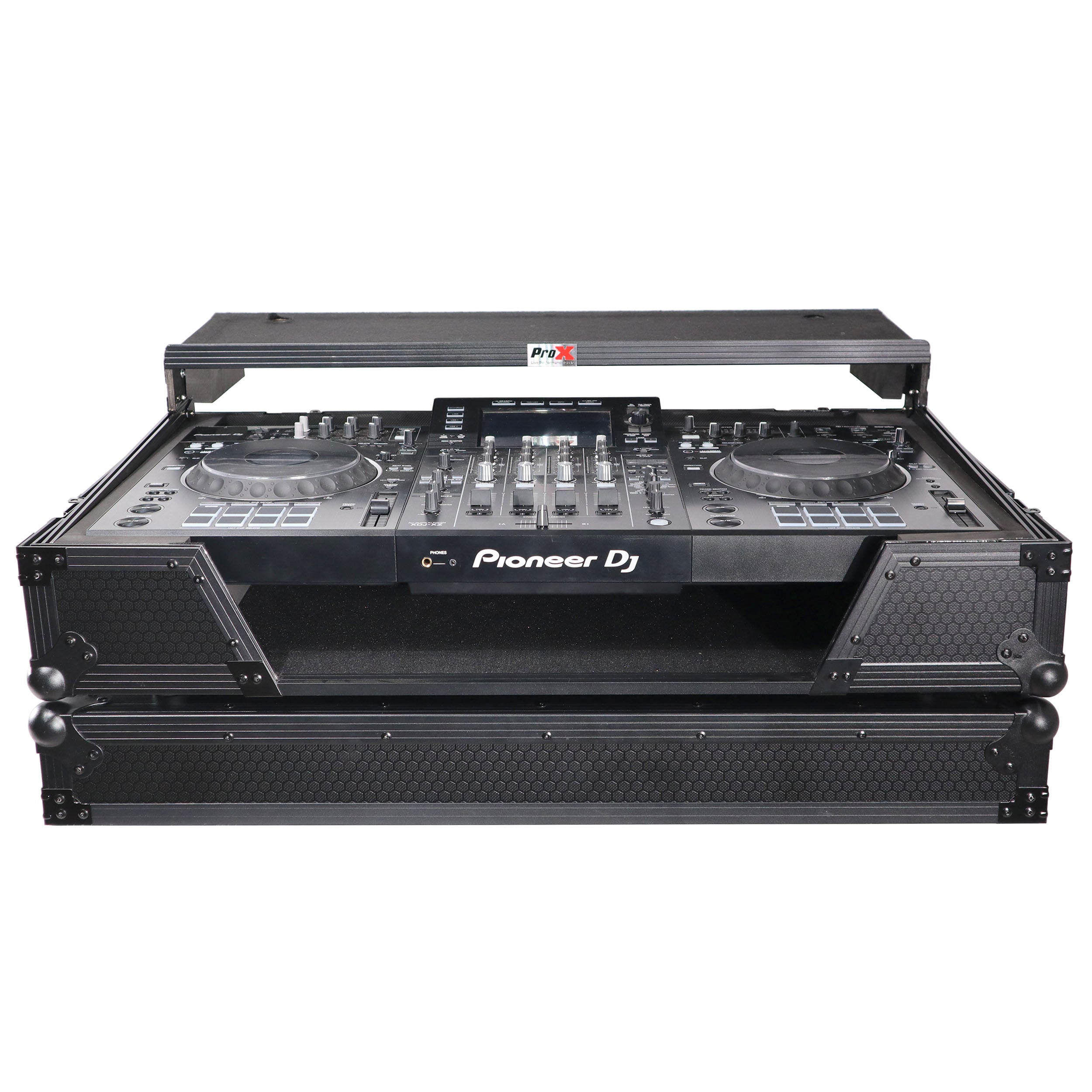 ProX ATA Flight Case For Pioneer XDJ-XZ DJ Controller with Laptop Shelf 1U Rack Space and Wheels - Black