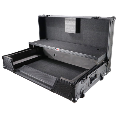 ProX ATA Flight Case For Pioneer XDJ-XZ DJ Controller with Laptop Shelf 1U Rack Space and Wheels - Black