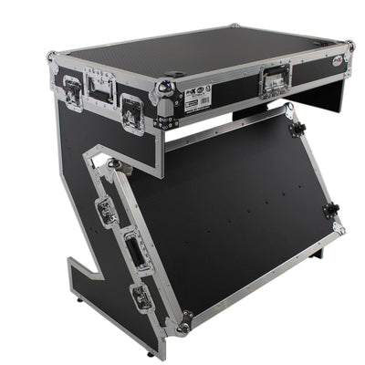 ProX Z-Table Jr Folding DJ Table Mobile Workstation Flight Case Style with Handles and Wheels